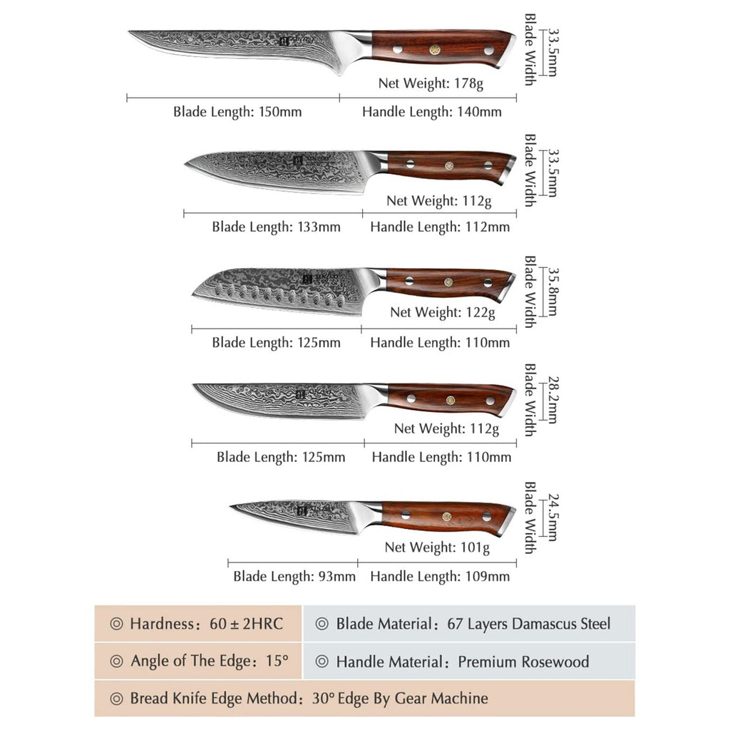 10-Piece 67-Layer Damascus Kitchen Knife Set