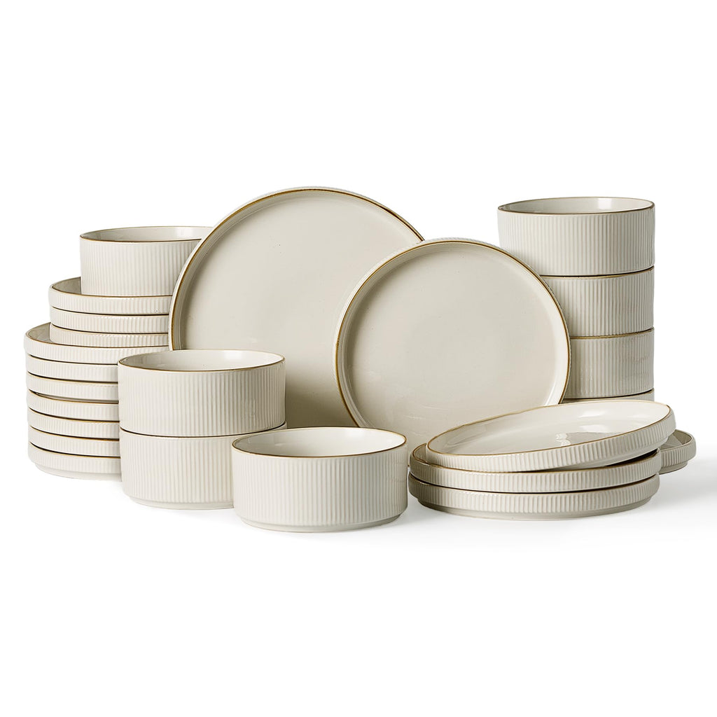 Ribbed Reactive-Glaze Stoneware Dinnerware Collection