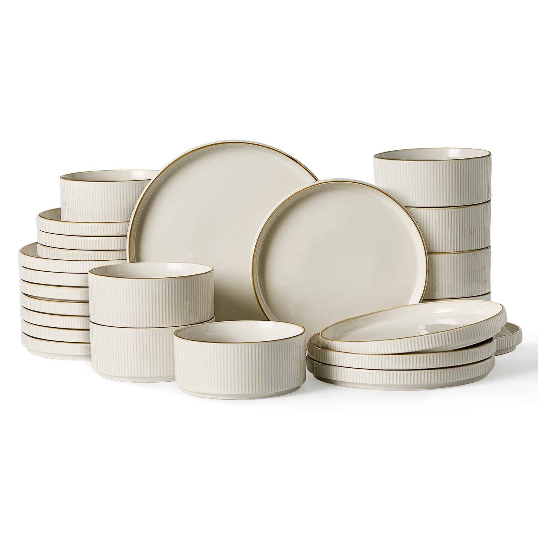 Ribbed Reactive-Glaze Stoneware Dinnerware Collection