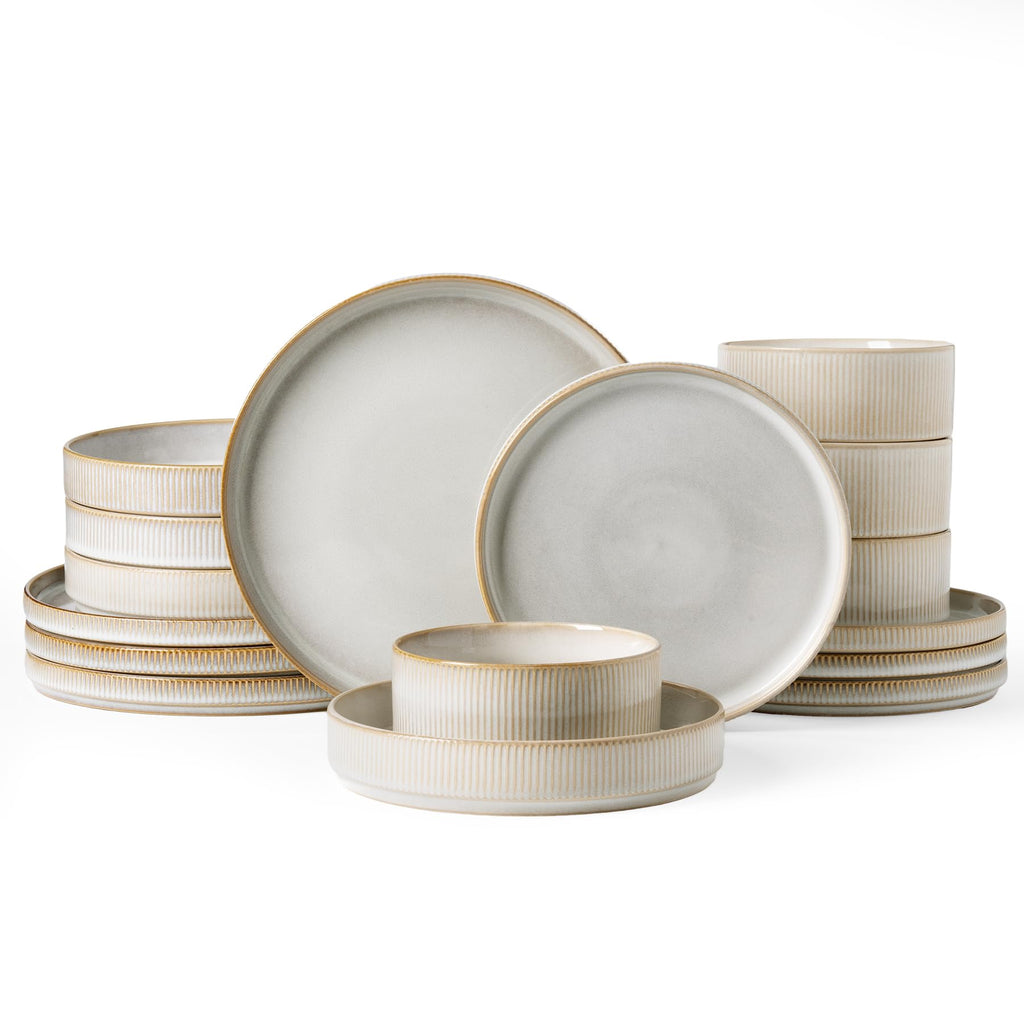 Ribbed Reactive-Glaze Stoneware Dinnerware Collection