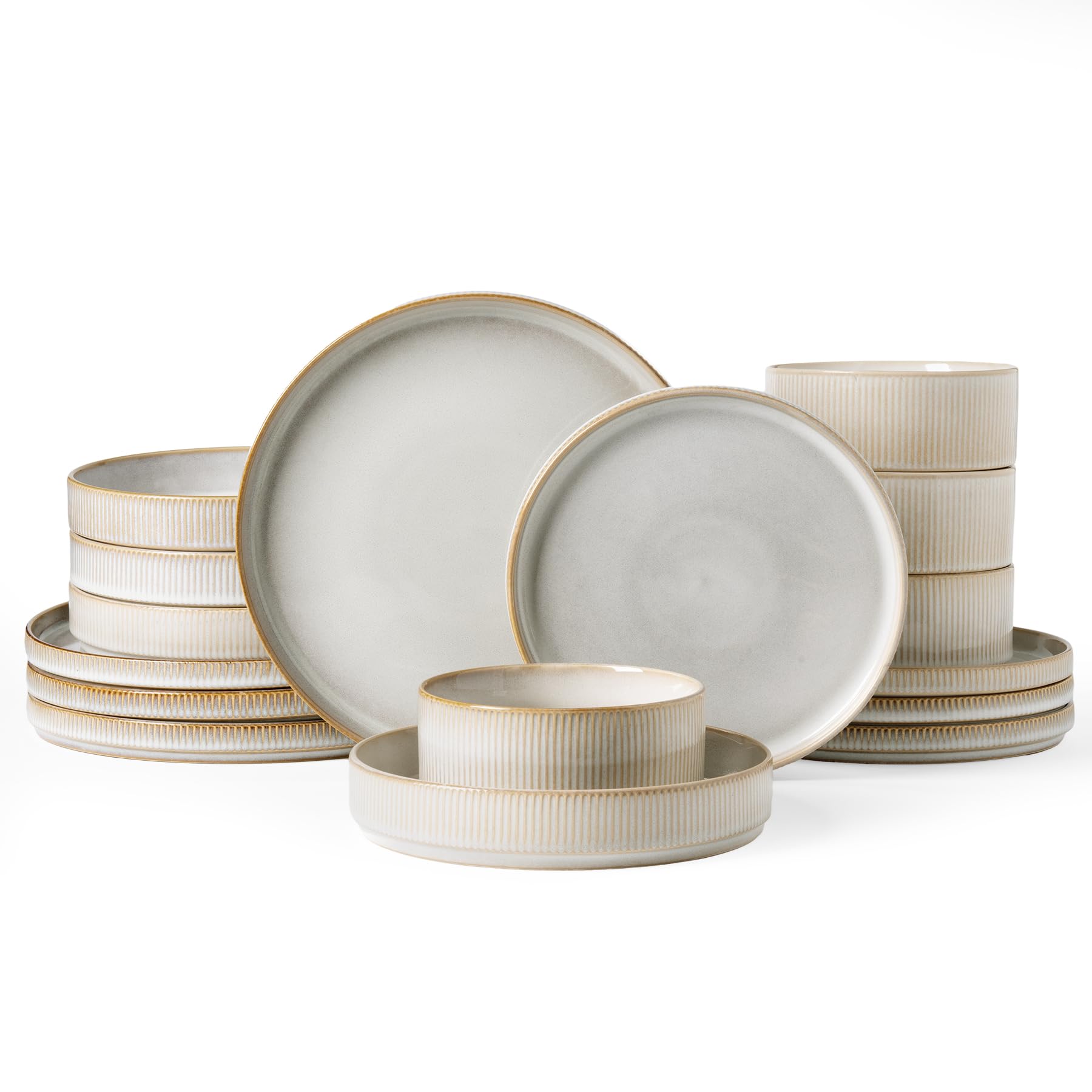 Ribbed Reactive-Glaze Stoneware Dinnerware Collection