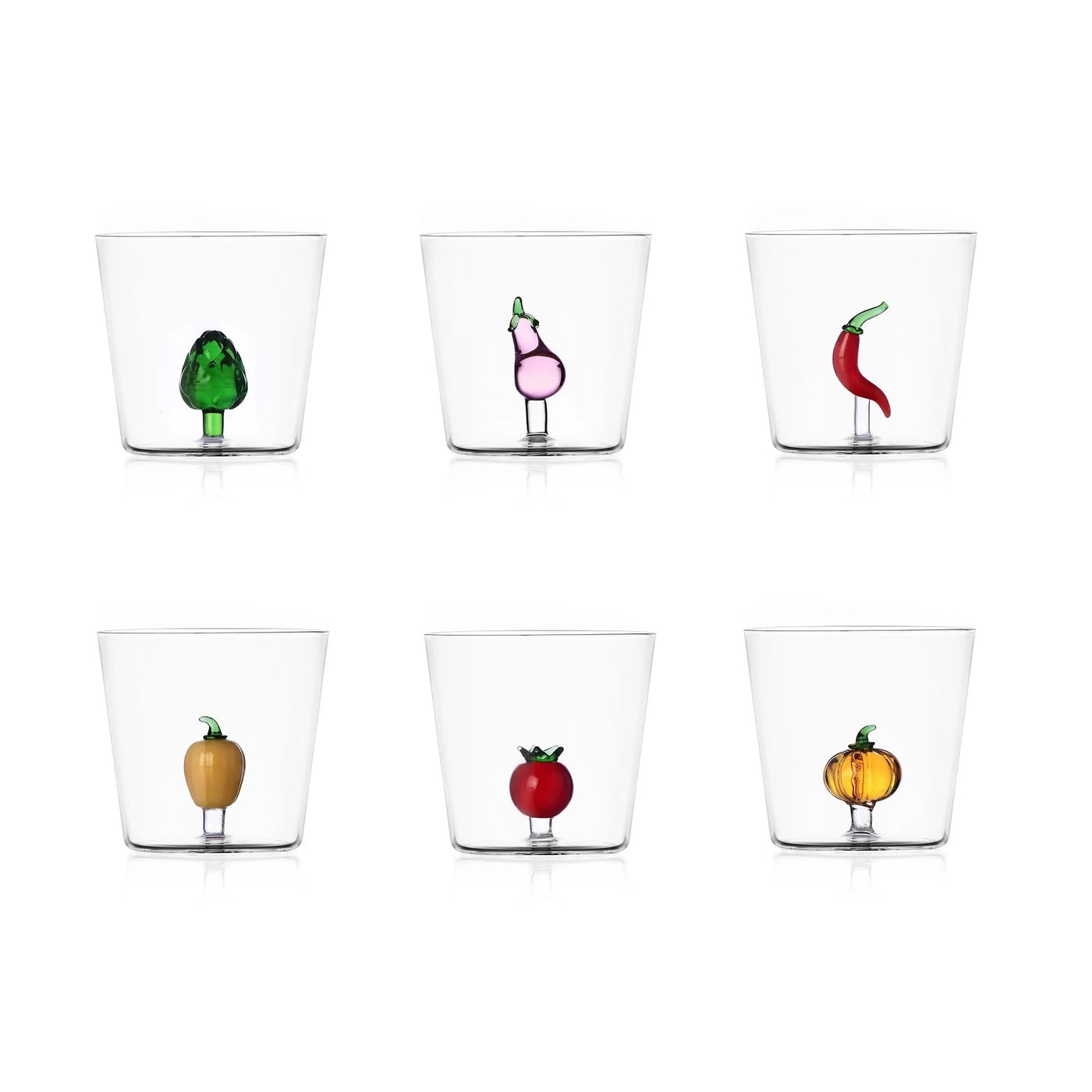 Six-Piece Vegetable-Design Borosilicate Tumbler Set