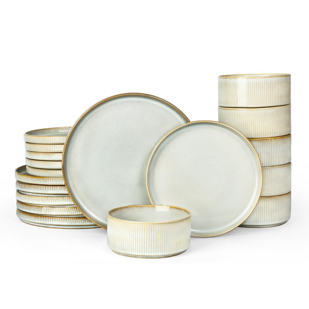 Ribbed Reactive-Glaze Stoneware Dinnerware Collection
