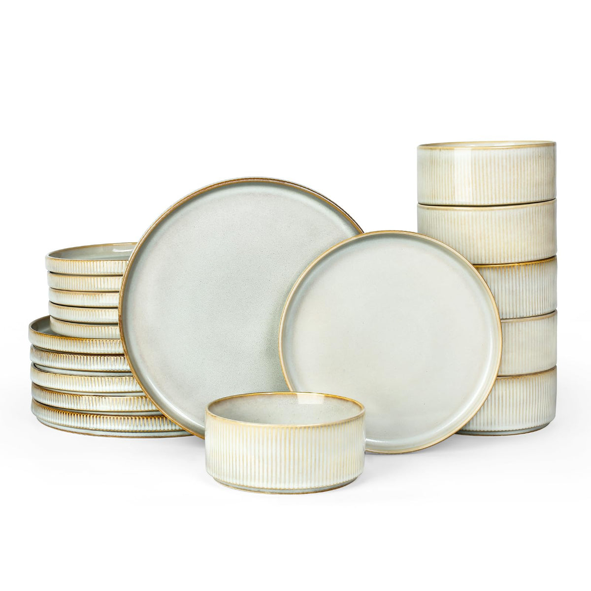 Ribbed Reactive-Glaze Stoneware Dinnerware Collection