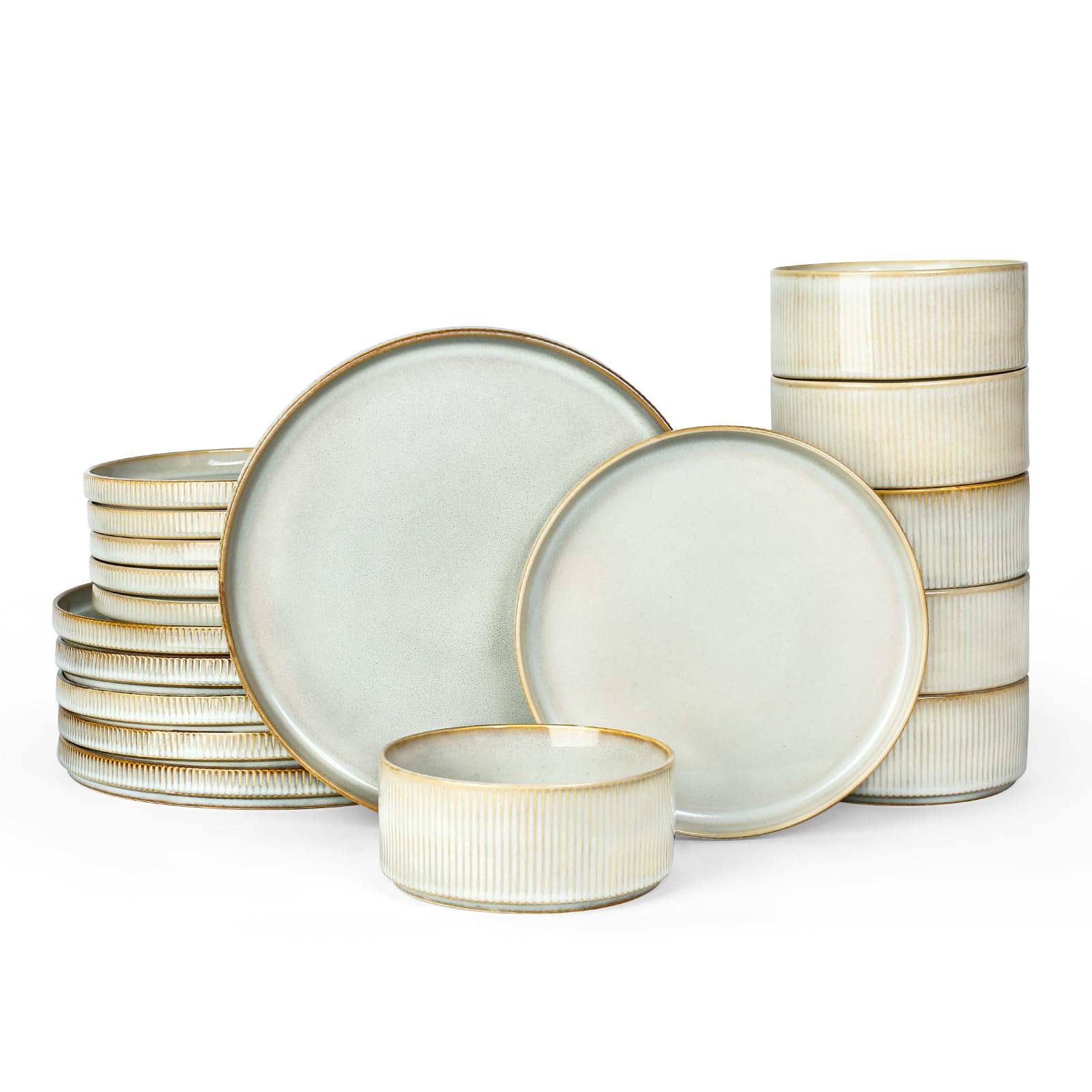 Ribbed Reactive-Glaze Stoneware Dinnerware Collection