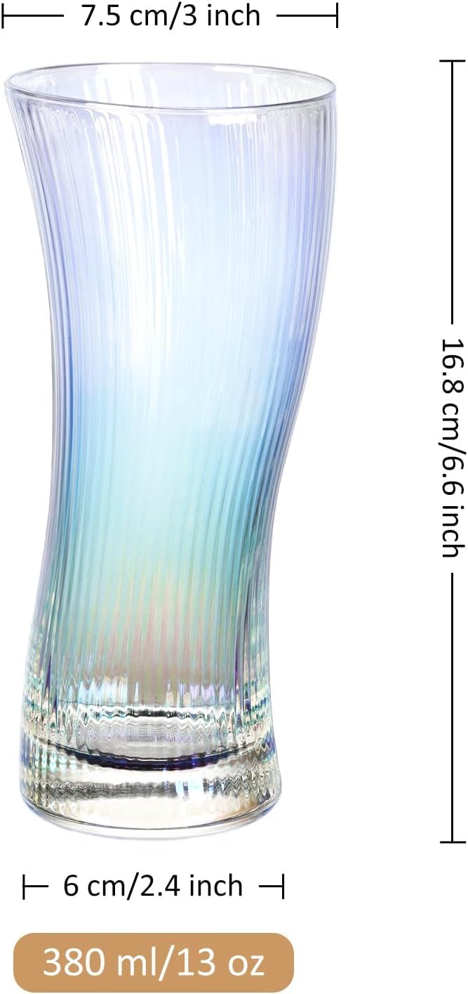 Four-Piece 13.5oz Ribbed Highball Glass Set