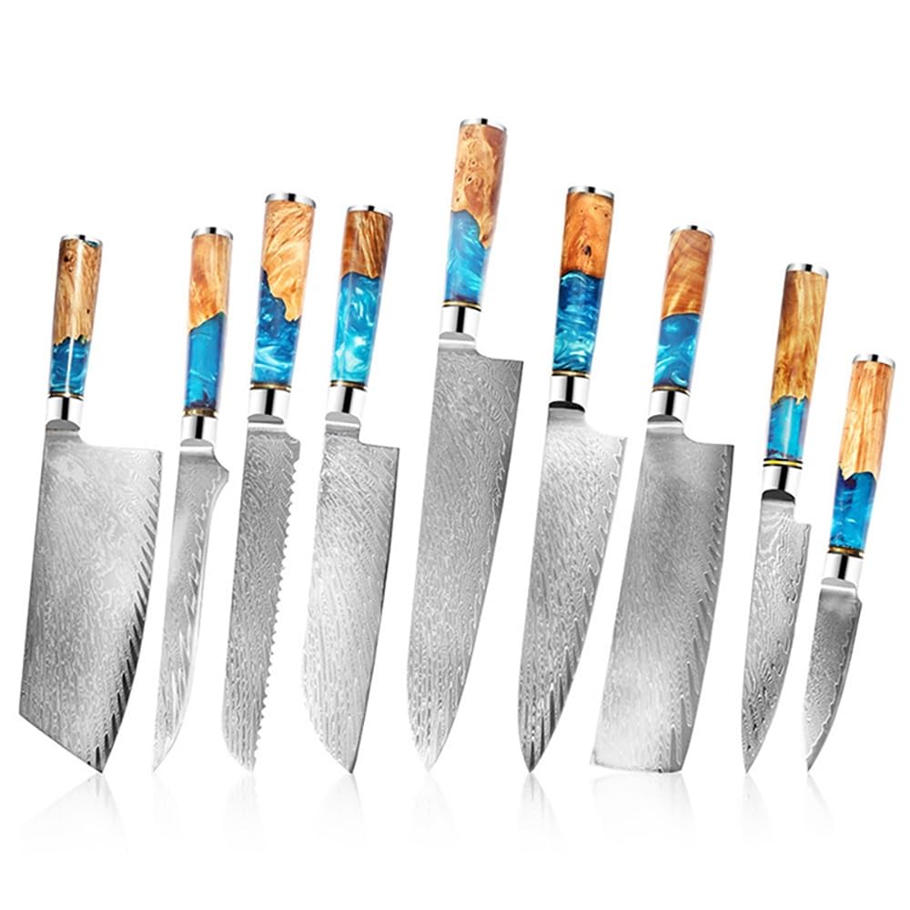 9-Piece 67-Layer Damascus Kitchen Knife Set