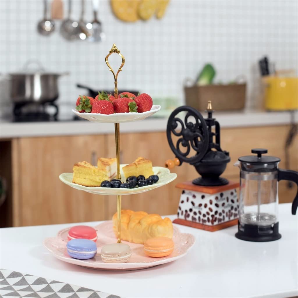 Multicolor Three-Tier Ceramic Cake Stand