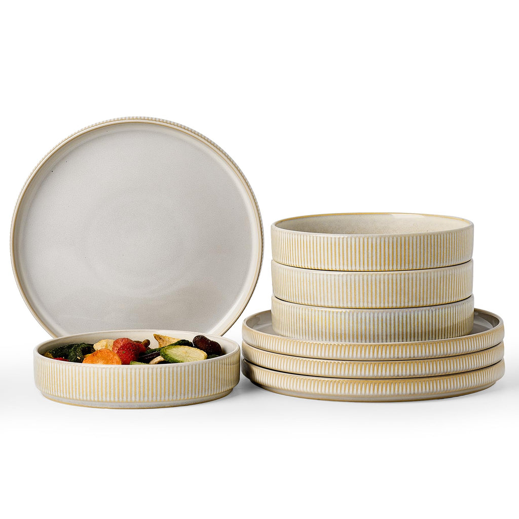 Ribbed Reactive-Glaze Stoneware Dinnerware Collection