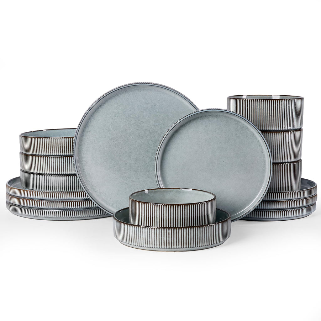Ribbed Reactive-Glaze Stoneware Dinnerware Collection