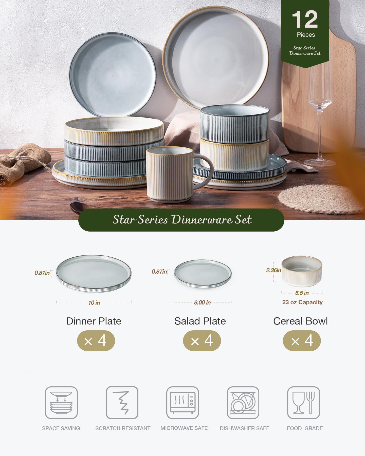 Ribbed Reactive-Glaze Stoneware Dinnerware Collection