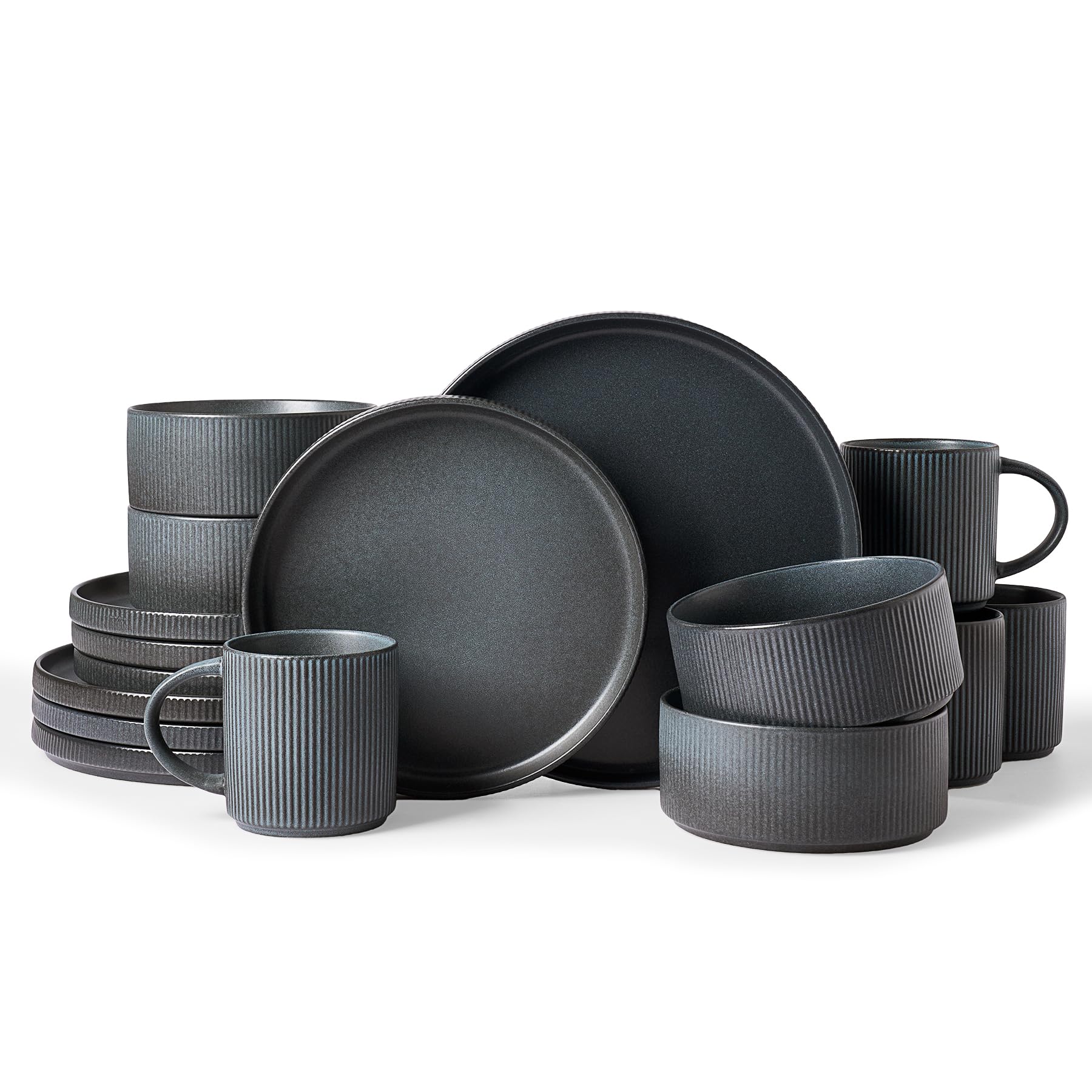 Ribbed Reactive-Glaze Stoneware Dinnerware Collection