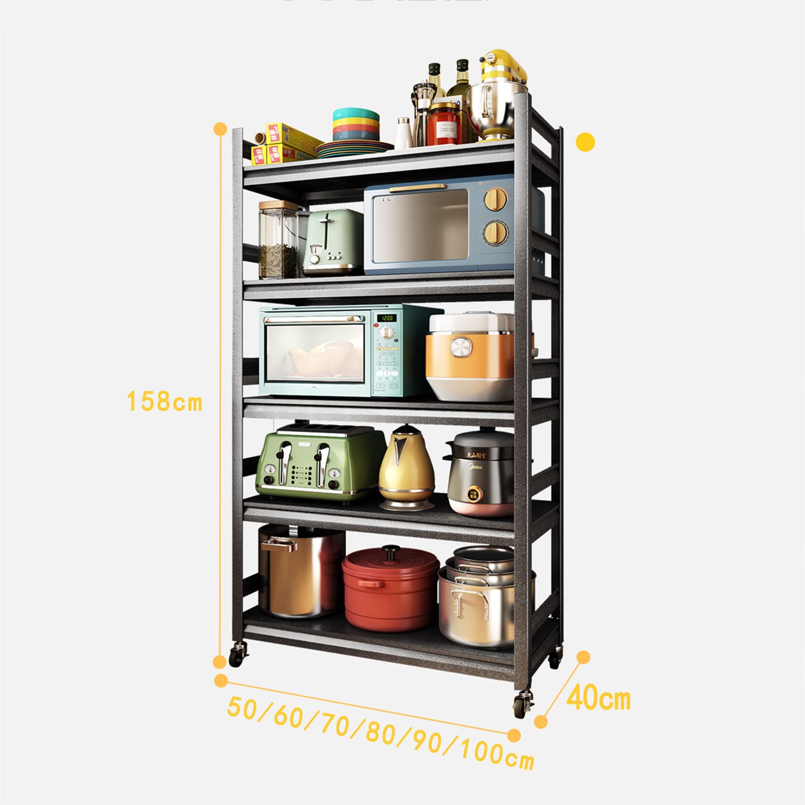Five-Tier Rolling Microwave Storage Rack