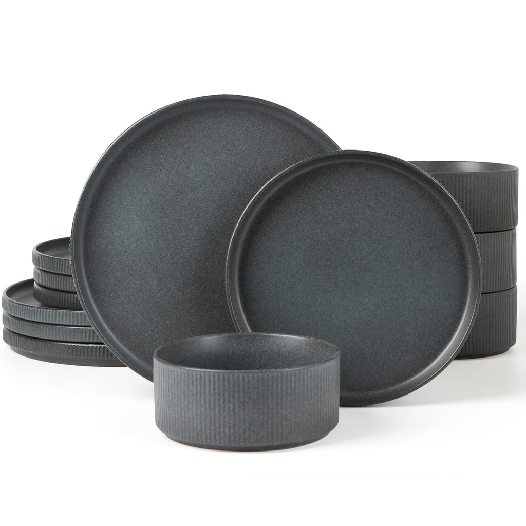 Ribbed Reactive-Glaze Stoneware Dinnerware Collection