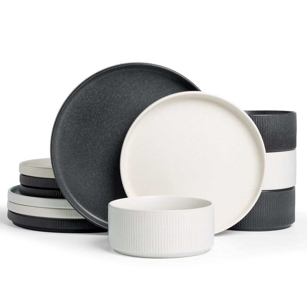 Ribbed Reactive-Glaze Stoneware Dinnerware Collection