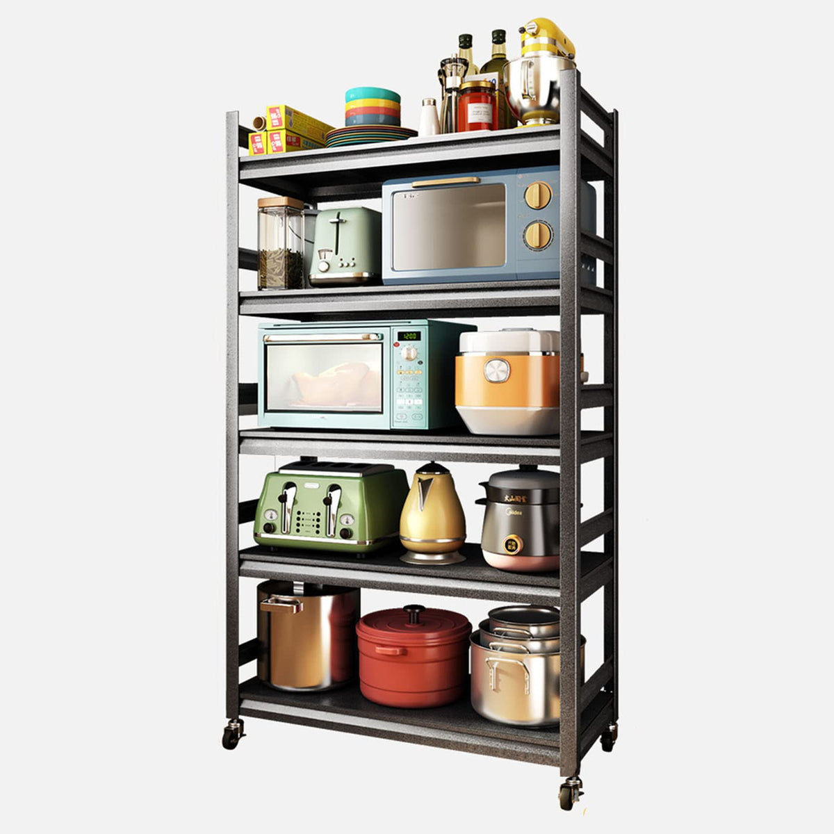 Five-Tier Rolling Microwave Storage Rack