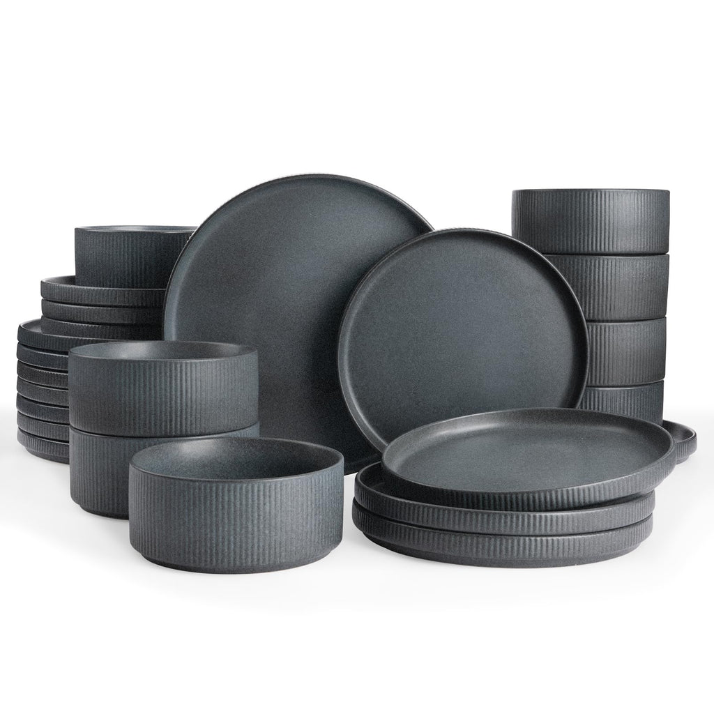 Ribbed Reactive-Glaze Stoneware Dinnerware Collection