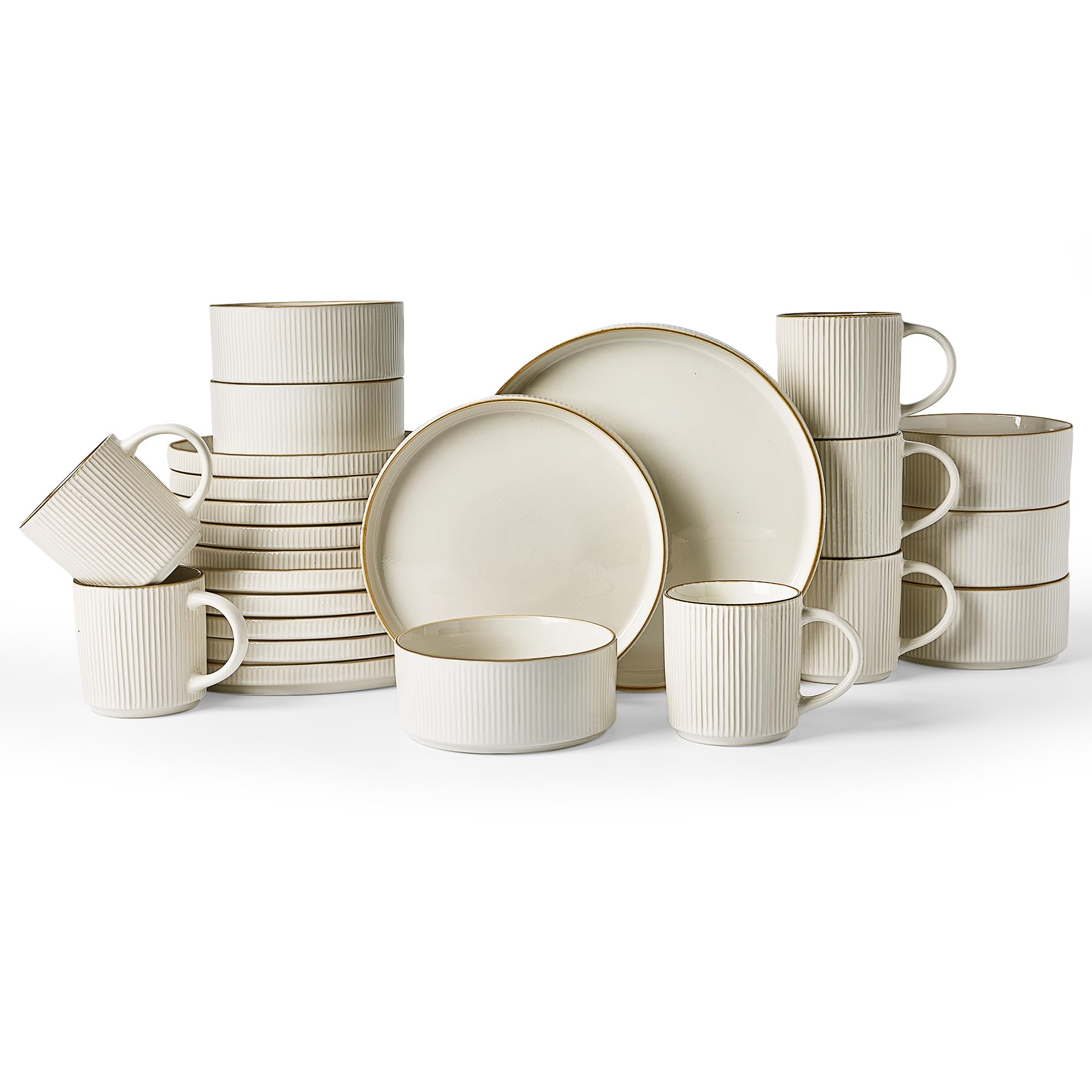 Ribbed Reactive-Glaze Stoneware Dinnerware Collection