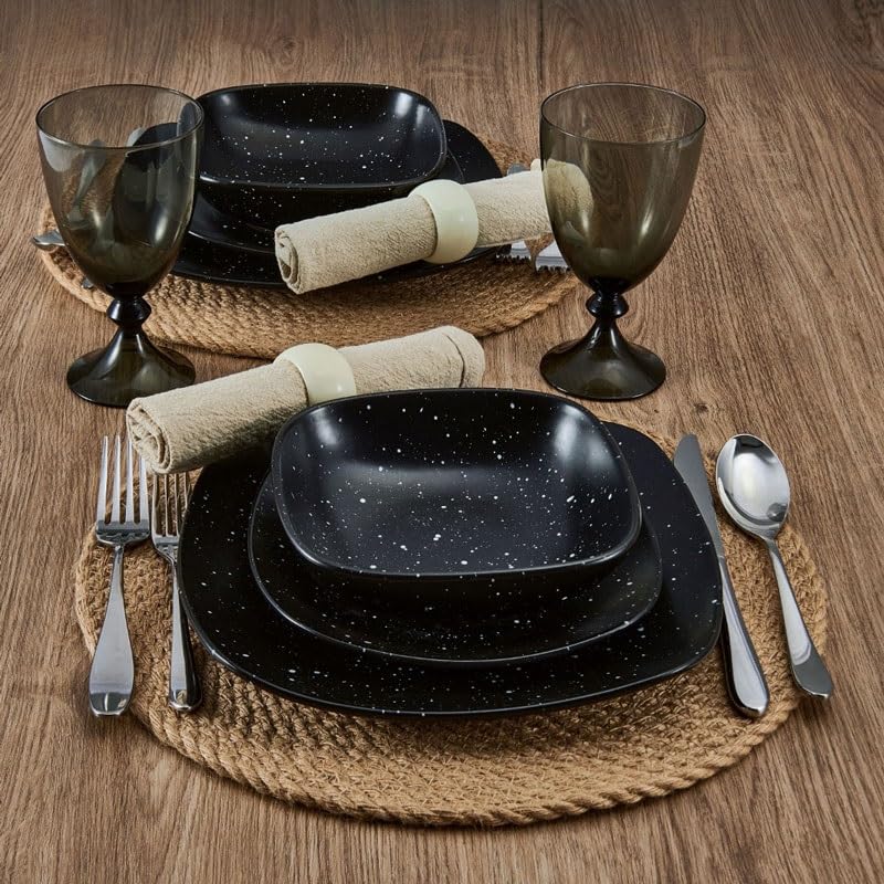 12-Piece Speckled Stoneware Dinnerware Set