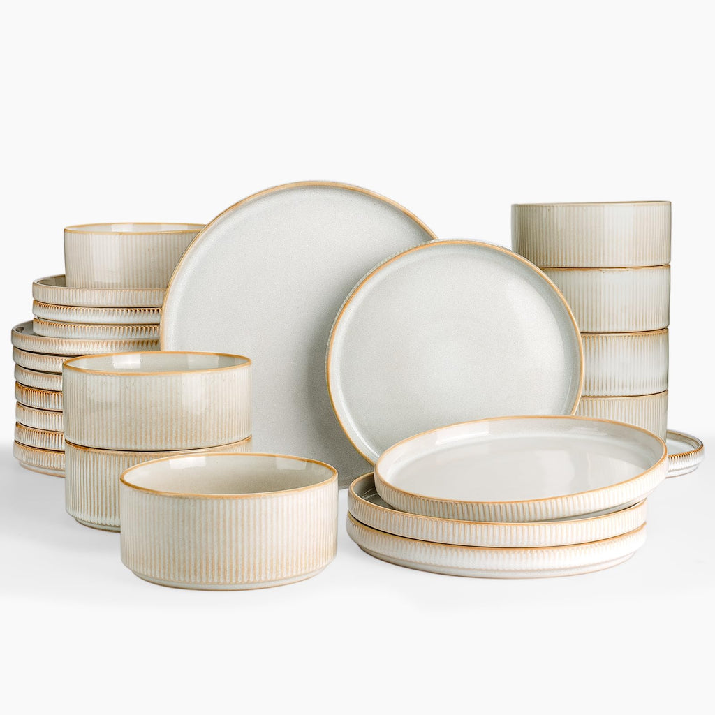Ribbed Reactive-Glaze Stoneware Dinnerware Collection