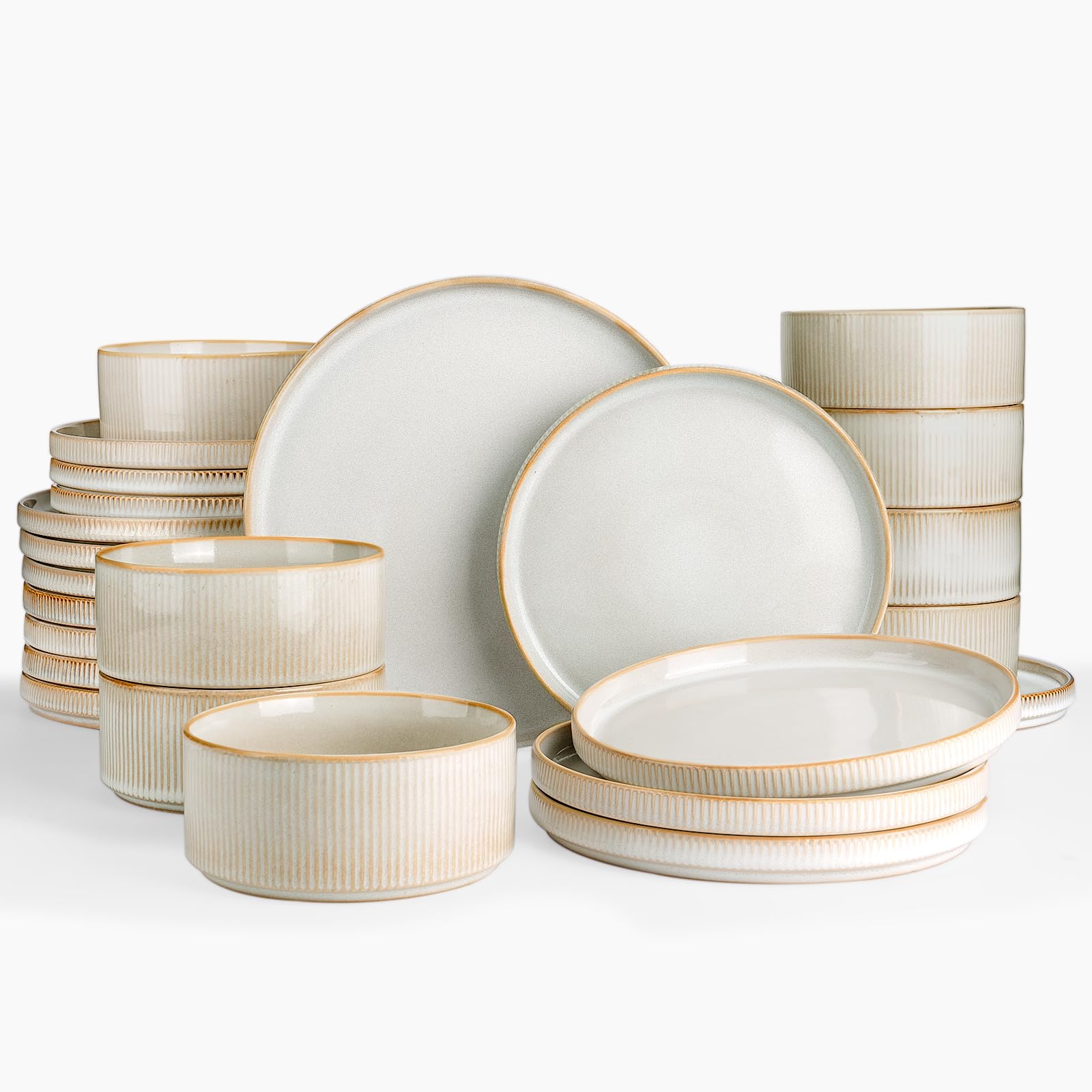 Ribbed Reactive-Glaze Stoneware Dinnerware Collection