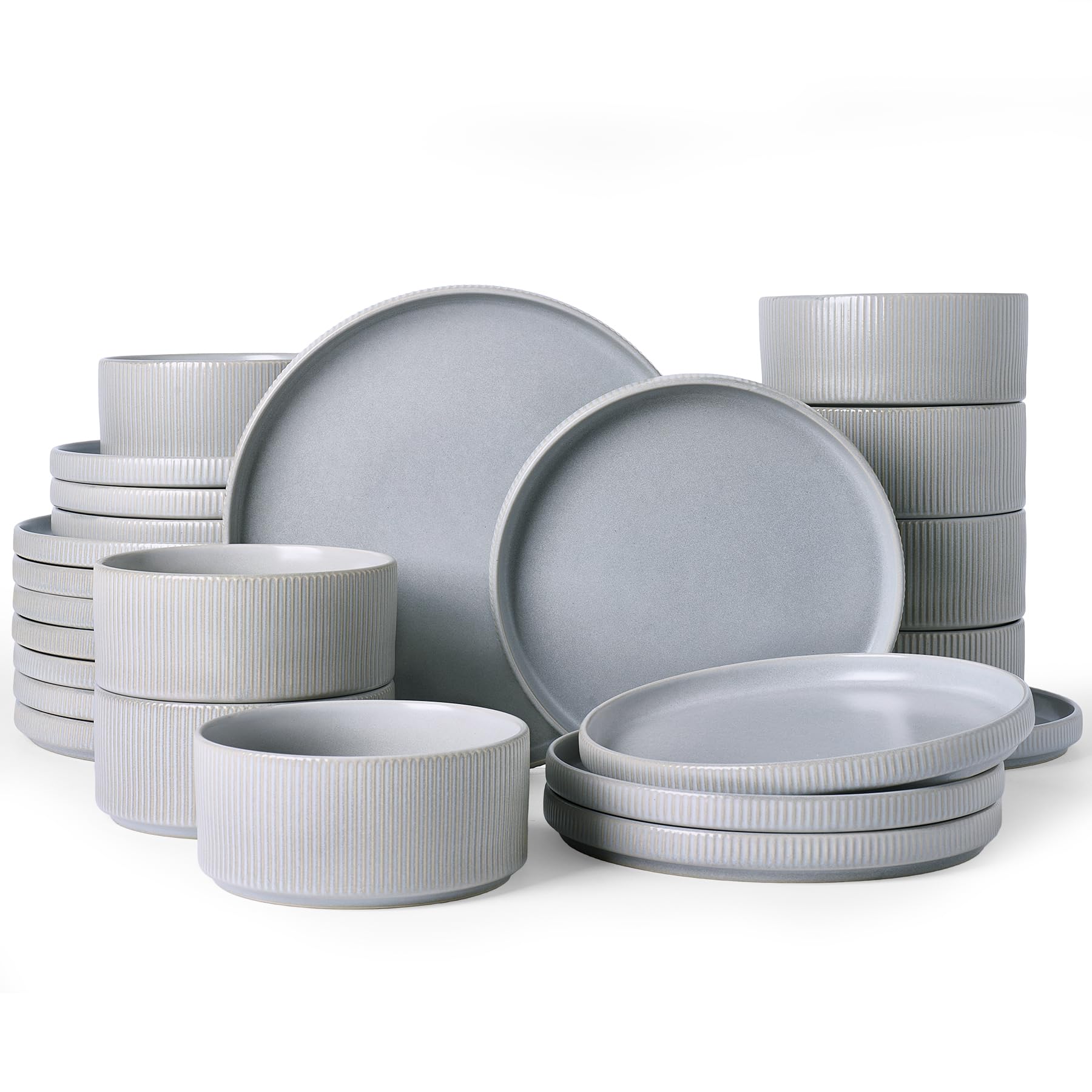 Ribbed Reactive-Glaze Stoneware Dinnerware Collection