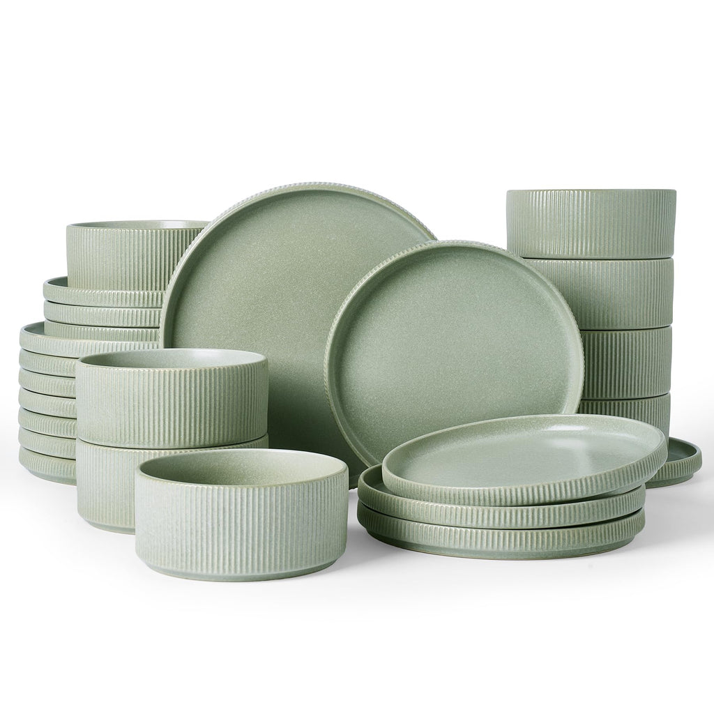 Ribbed Reactive-Glaze Stoneware Dinnerware Collection