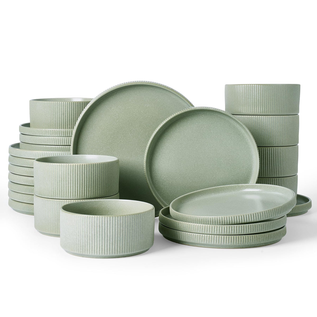Ribbed Reactive-Glaze Stoneware Dinnerware Collection