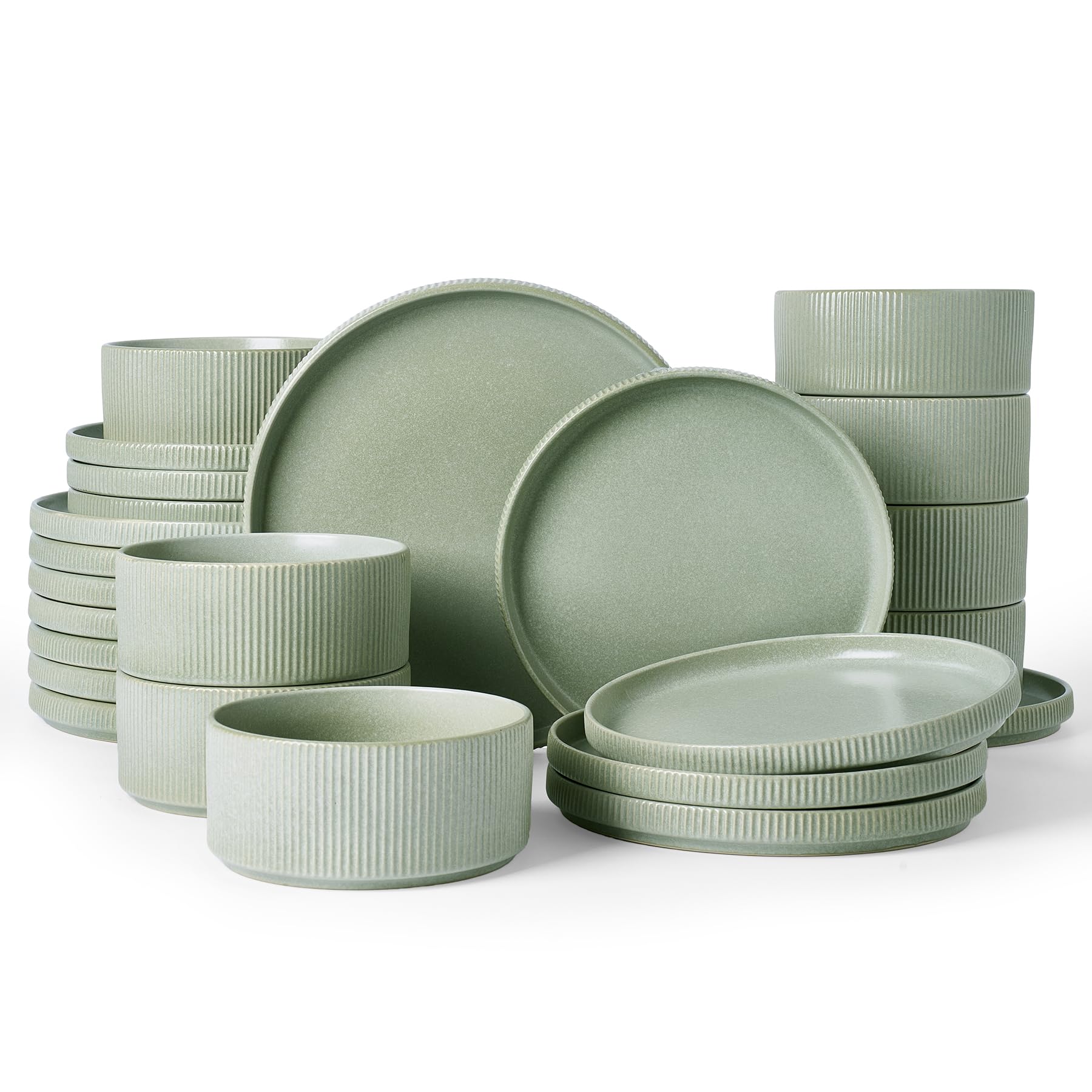 Ribbed Reactive-Glaze Stoneware Dinnerware Collection