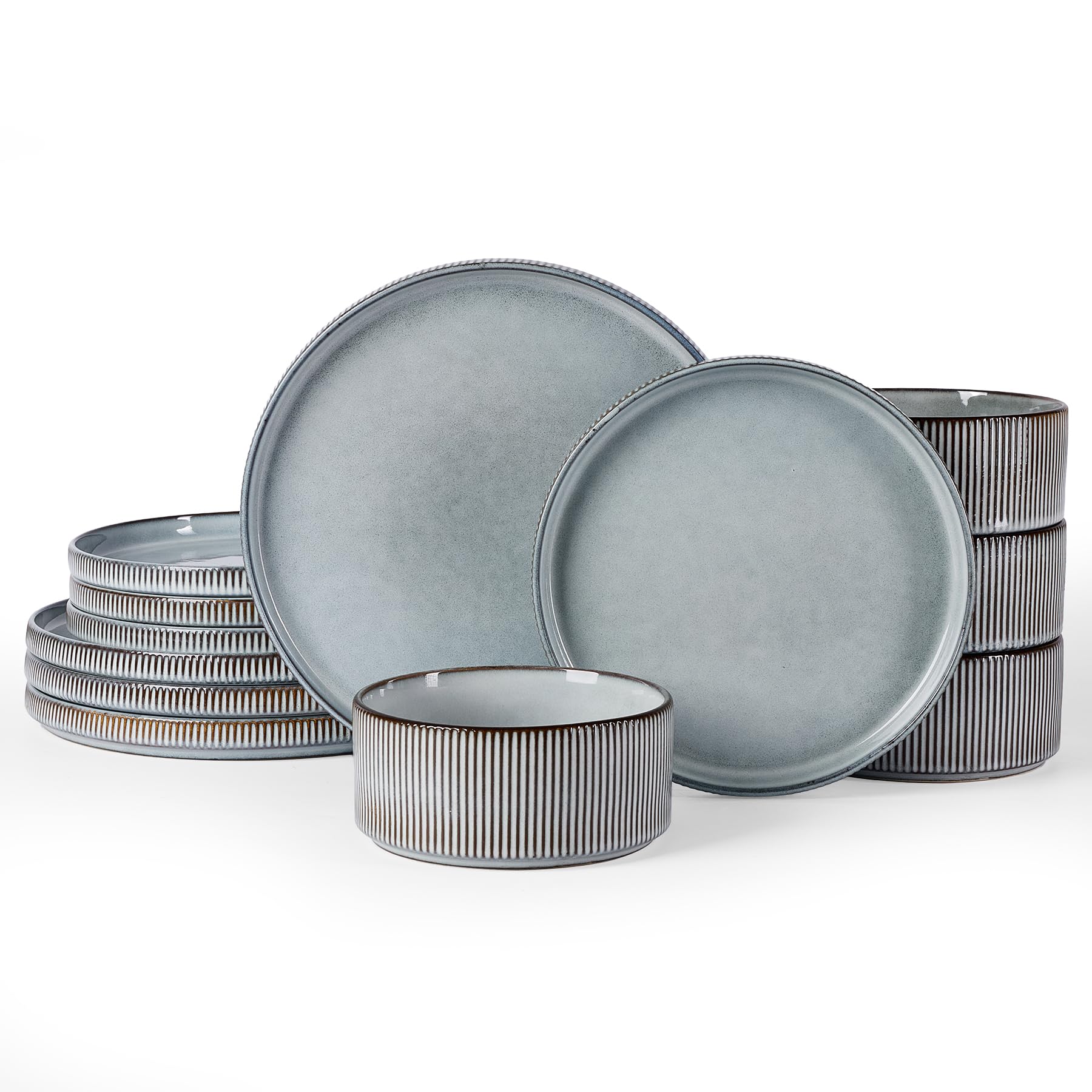 Ribbed Reactive-Glaze Stoneware Dinnerware Collection