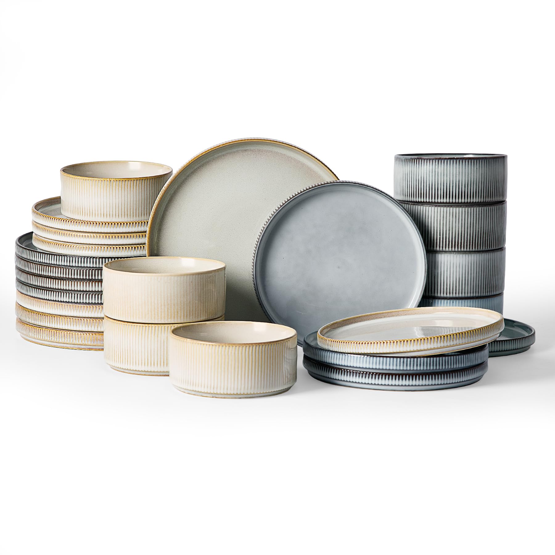 Ribbed Reactive-Glaze Stoneware Dinnerware Collection
