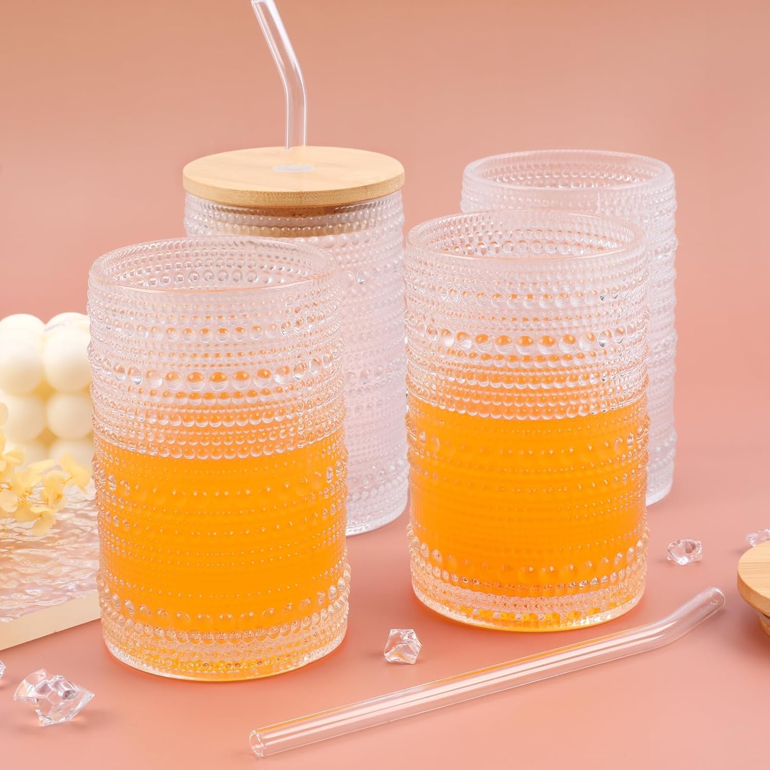 Four-Piece 16oz Ribbed Old-Fashioned Glass Set