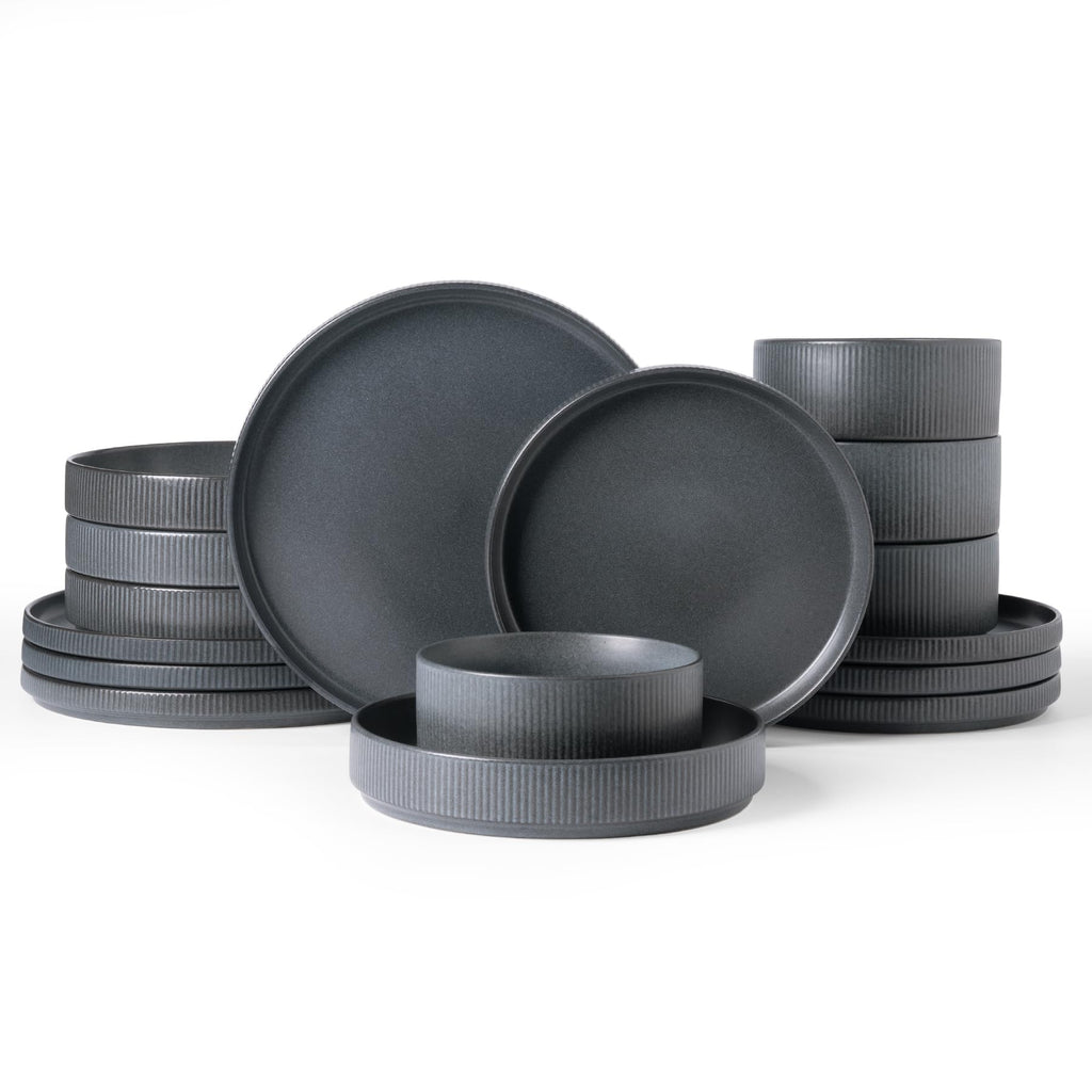 Ribbed Reactive-Glaze Stoneware Dinnerware Collection