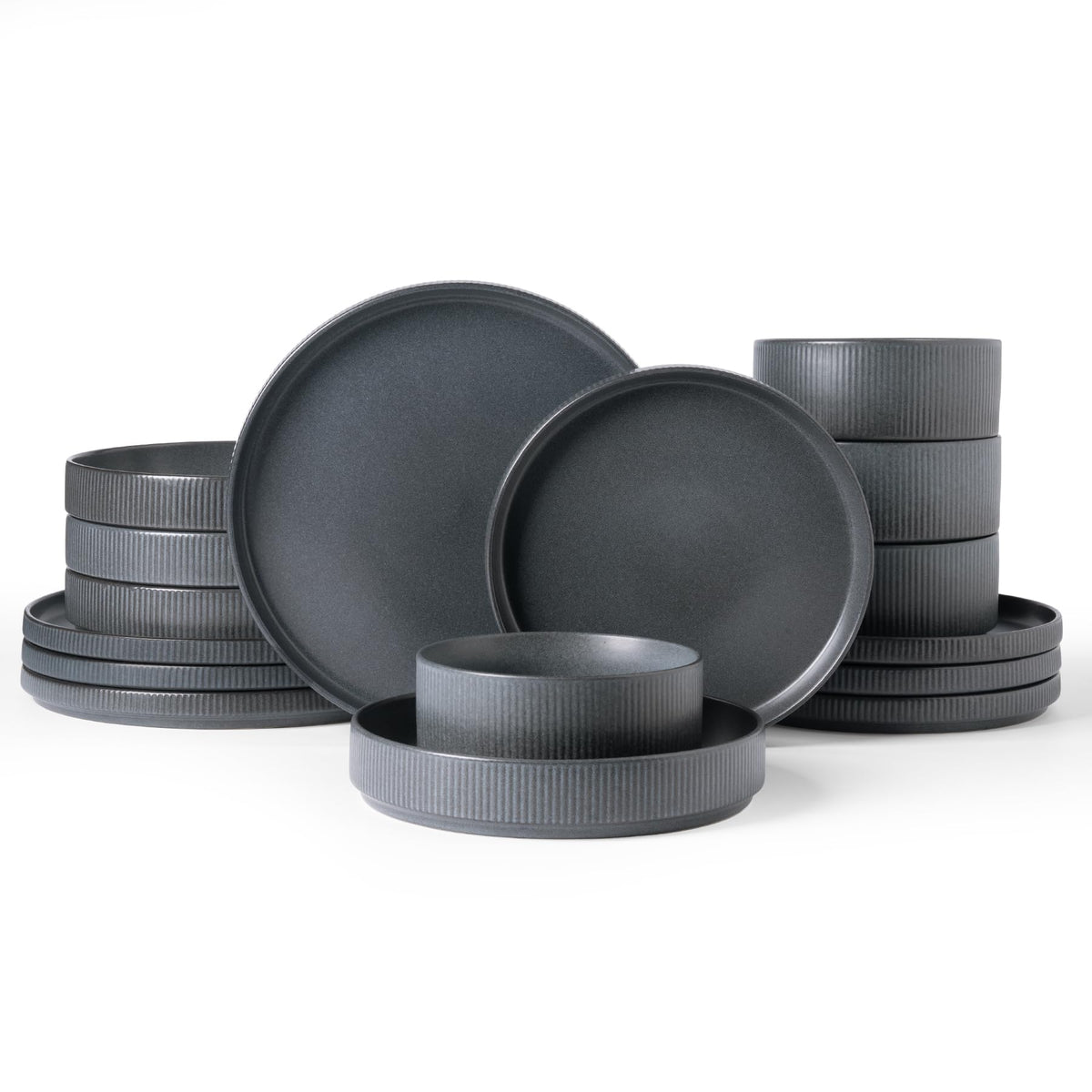 Ribbed Reactive-Glaze Stoneware Dinnerware Collection
