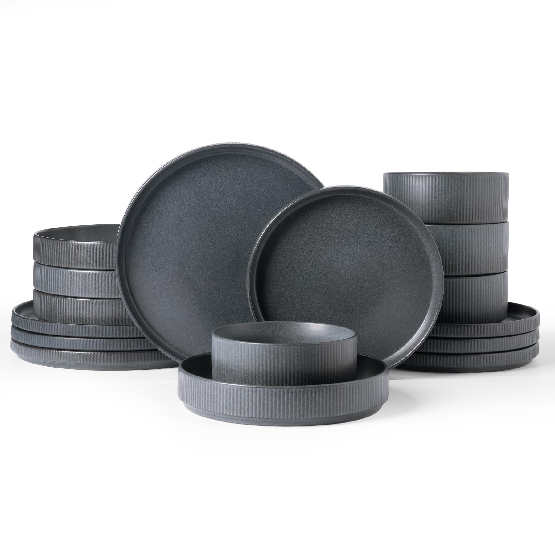 Ribbed Reactive-Glaze Stoneware Dinnerware Collection