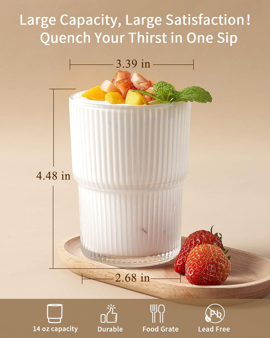Six-Piece 15oz Fluted Drinking Glass Set