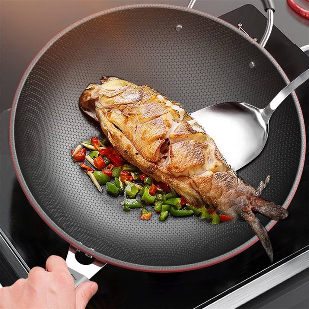 34cm Pre-Seasoned Iron Wok with Wooden Handle