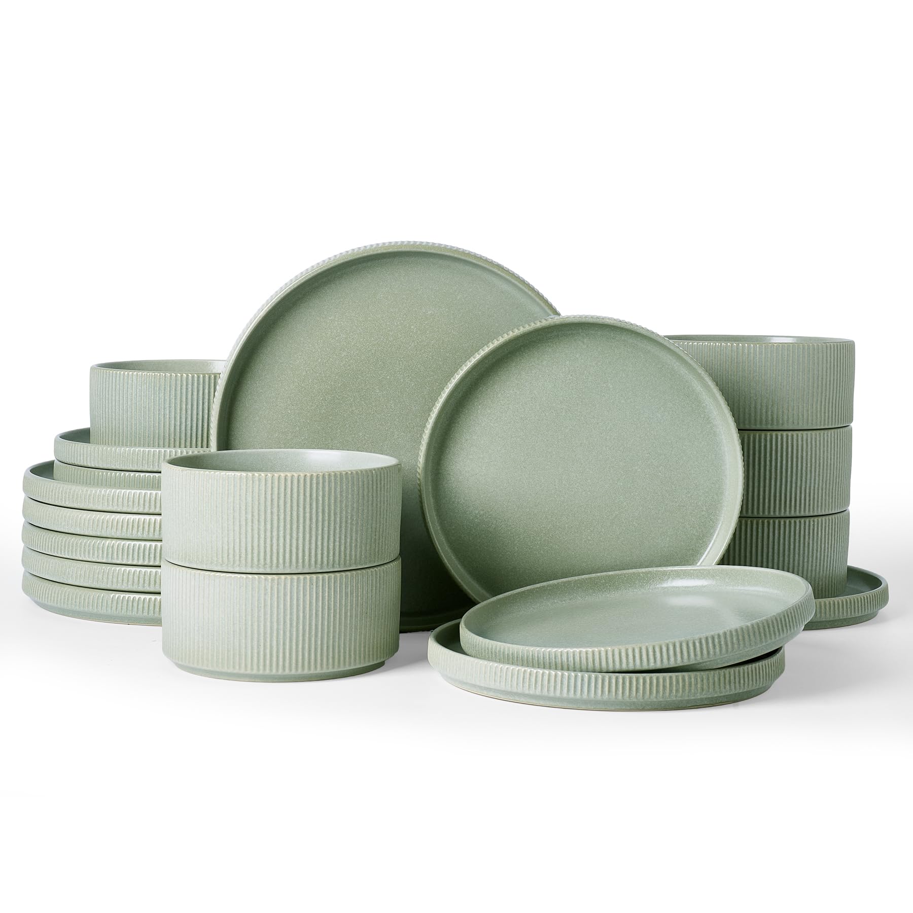 Ribbed Reactive-Glaze Stoneware Dinnerware Collection