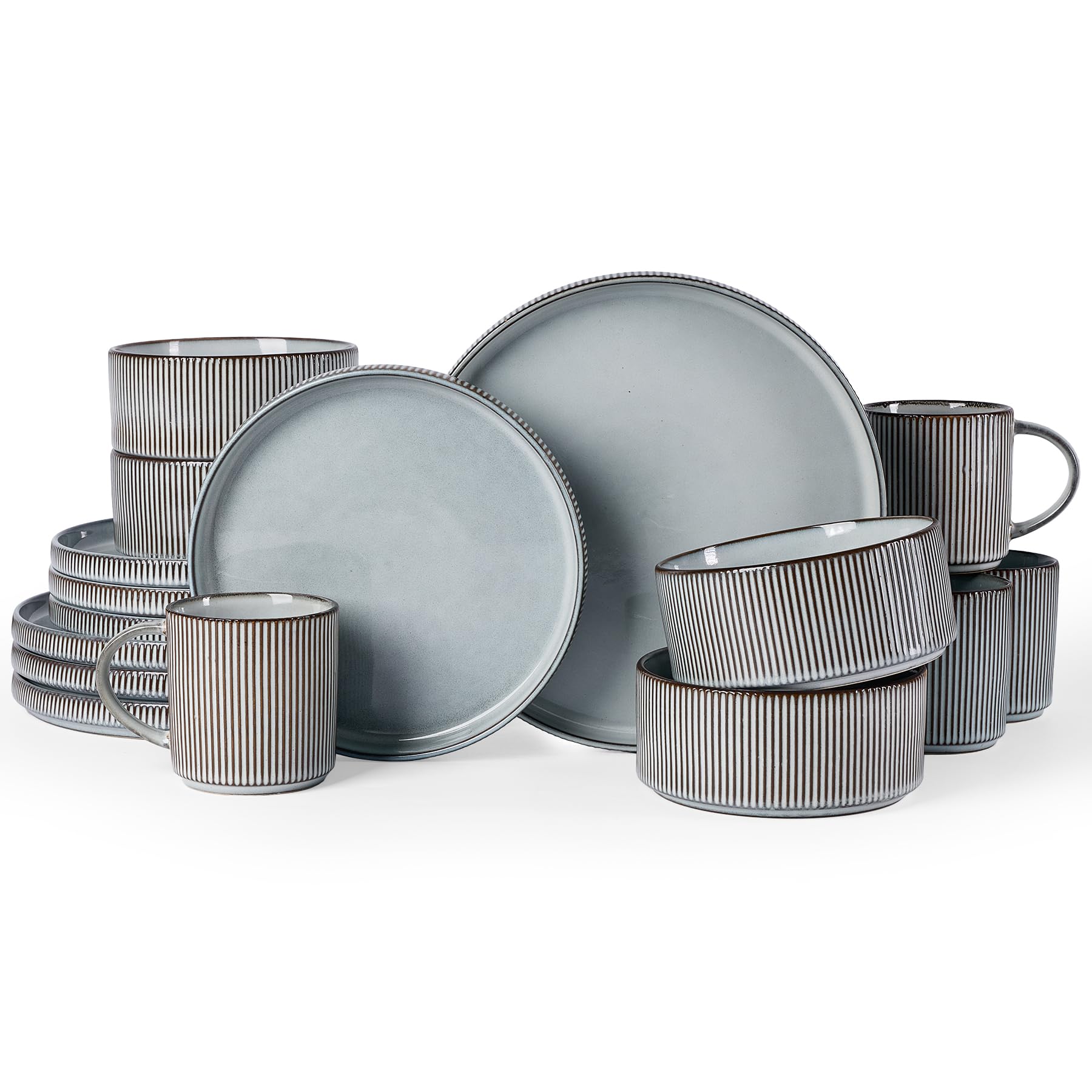 Ribbed Reactive-Glaze Stoneware Dinnerware Collection