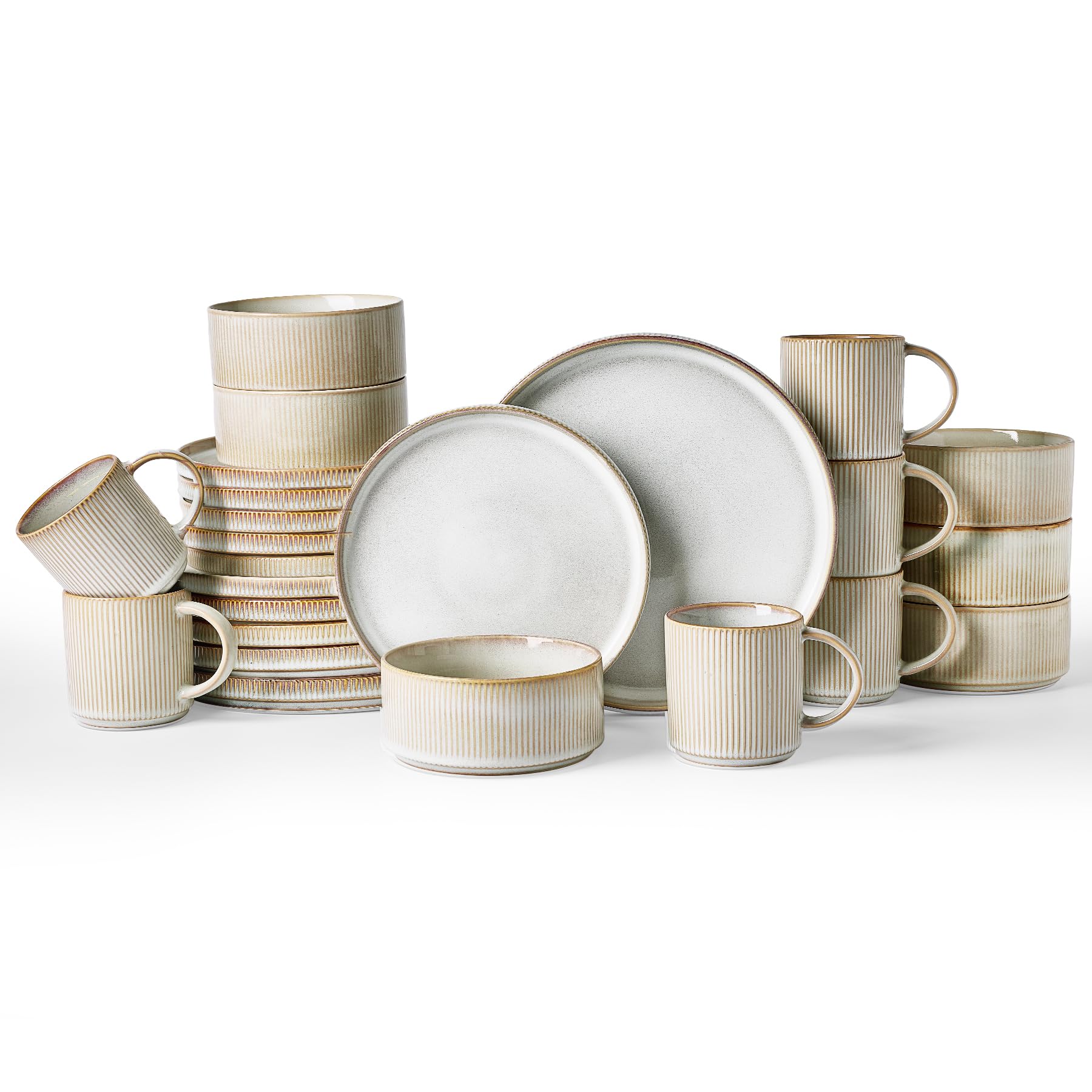 Ribbed Reactive-Glaze Stoneware Dinnerware Collection