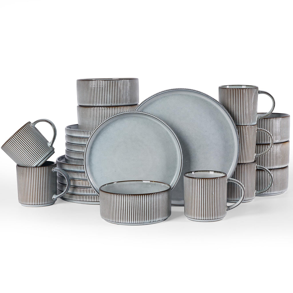 Ribbed Reactive-Glaze Stoneware Dinnerware Collection