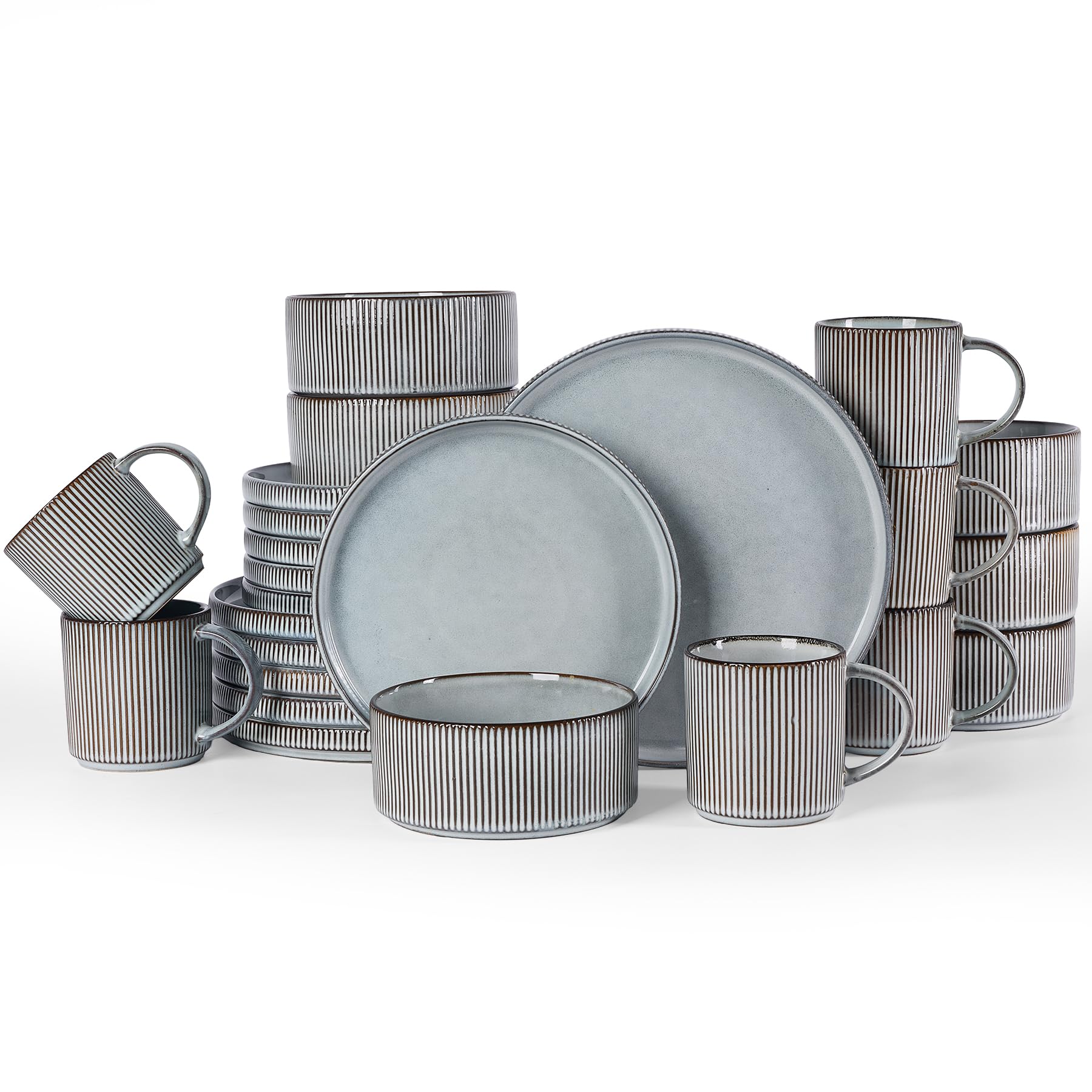 Ribbed Reactive-Glaze Stoneware Dinnerware Collection