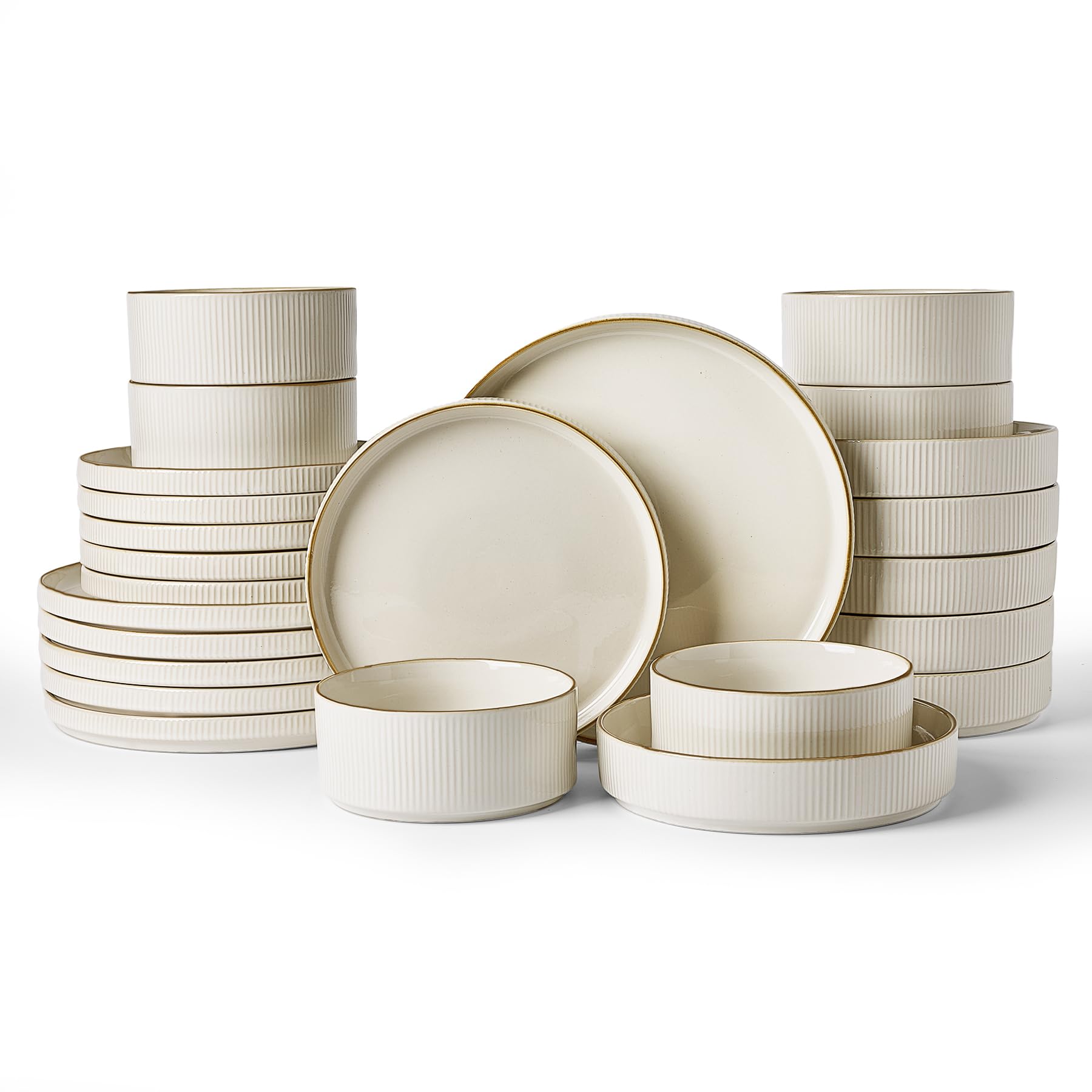 Ribbed Reactive-Glaze Stoneware Dinnerware Collection