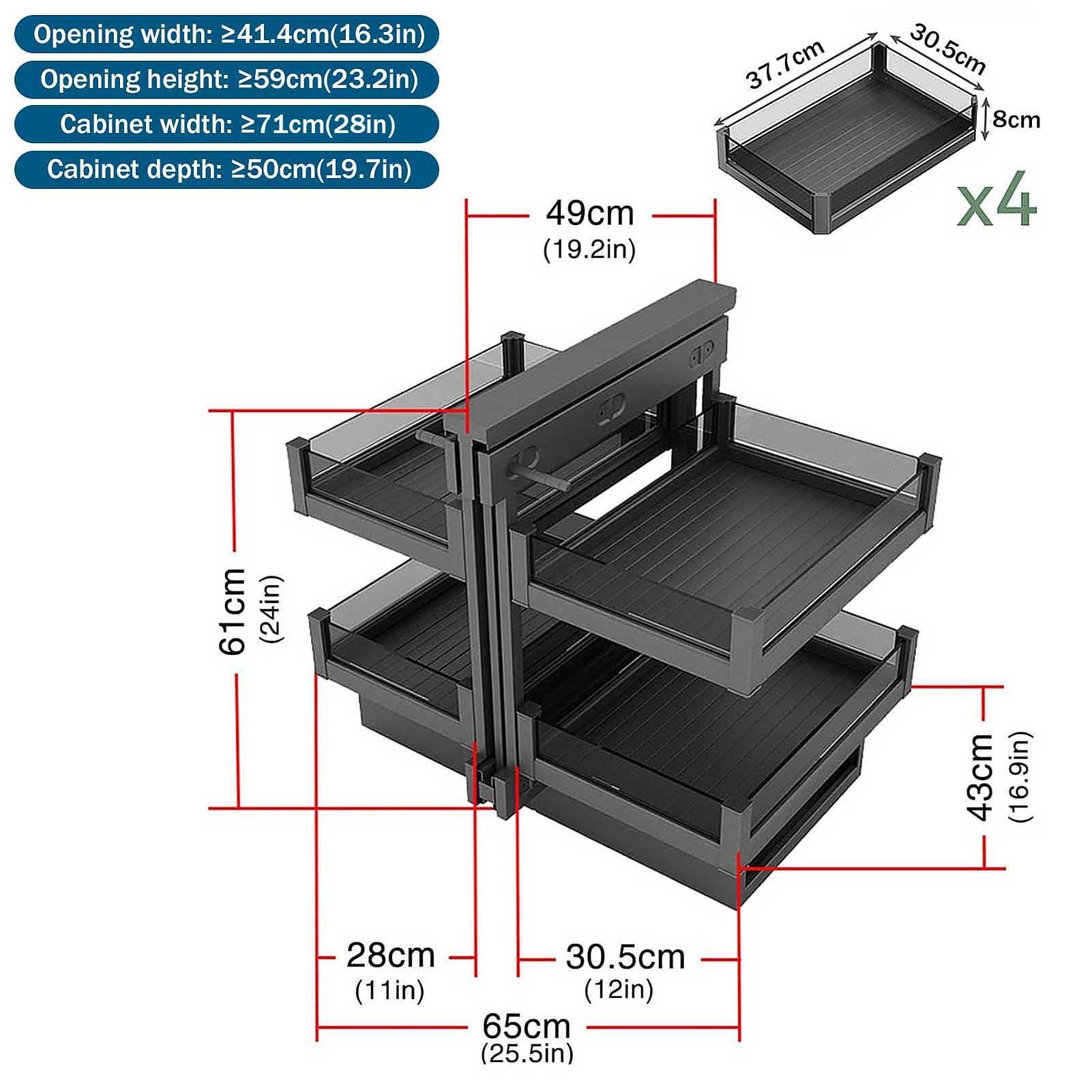Pull-Out Blind-Corner Cabinet Organizer