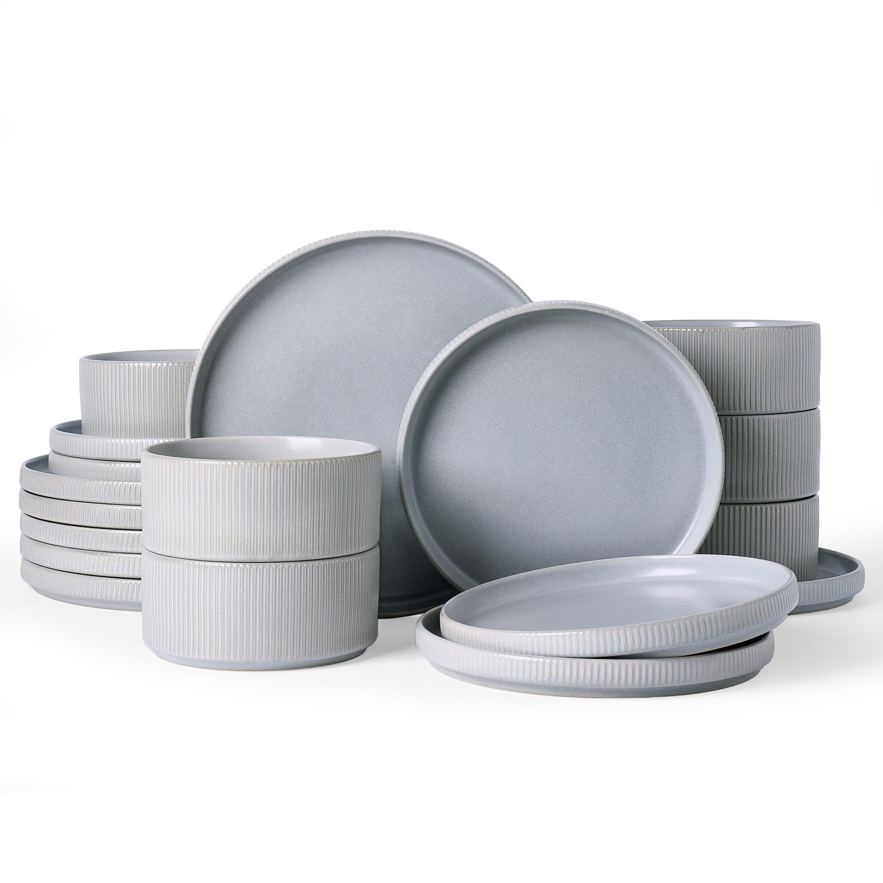 Ribbed Reactive-Glaze Stoneware Dinnerware Collection