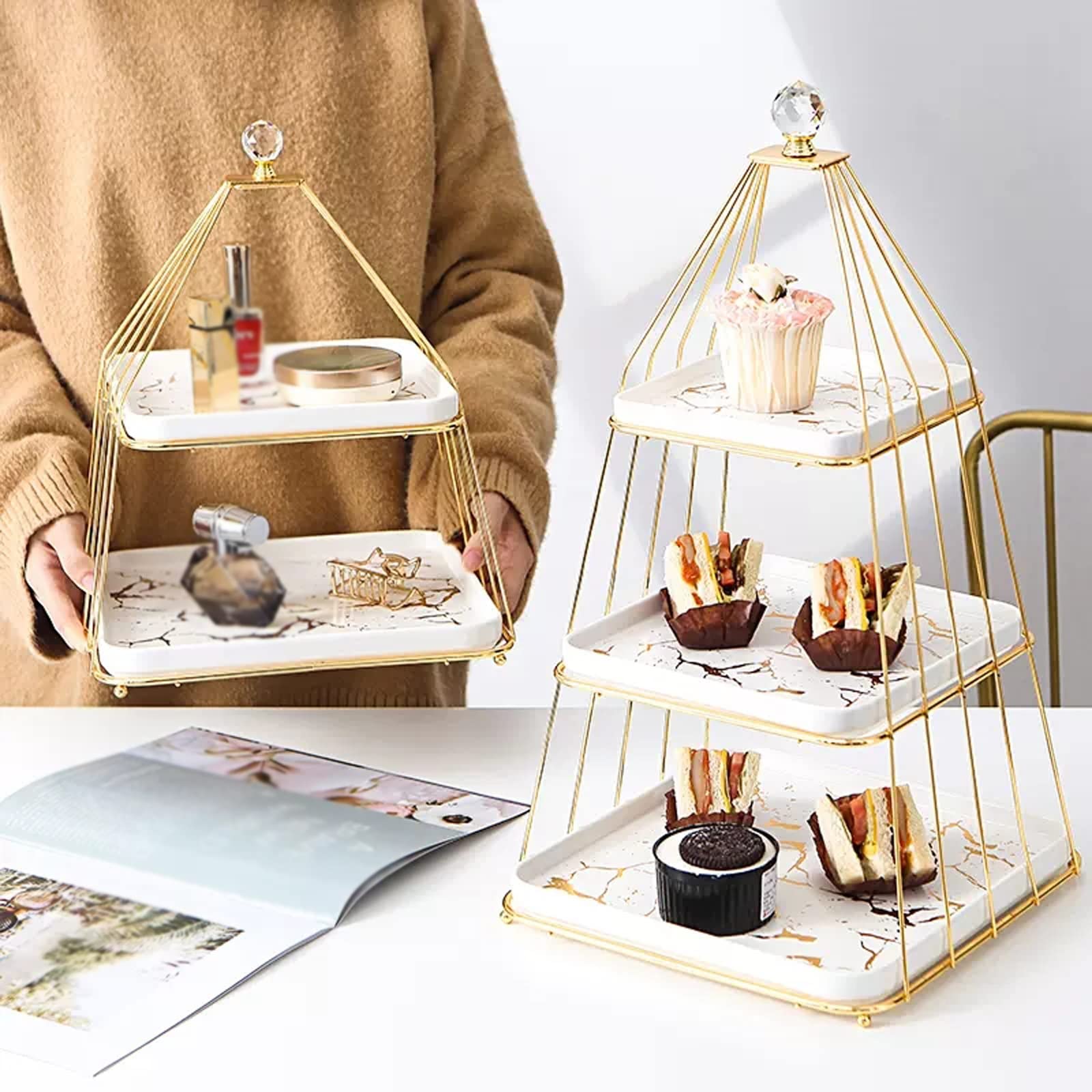 Ceramic Two- and Three-Tier Dessert Stand