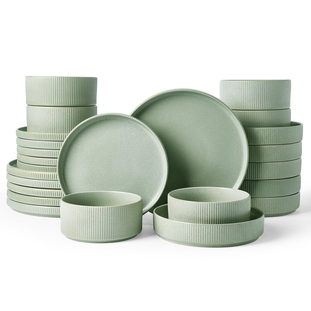 Ribbed Reactive-Glaze Stoneware Dinnerware Collection