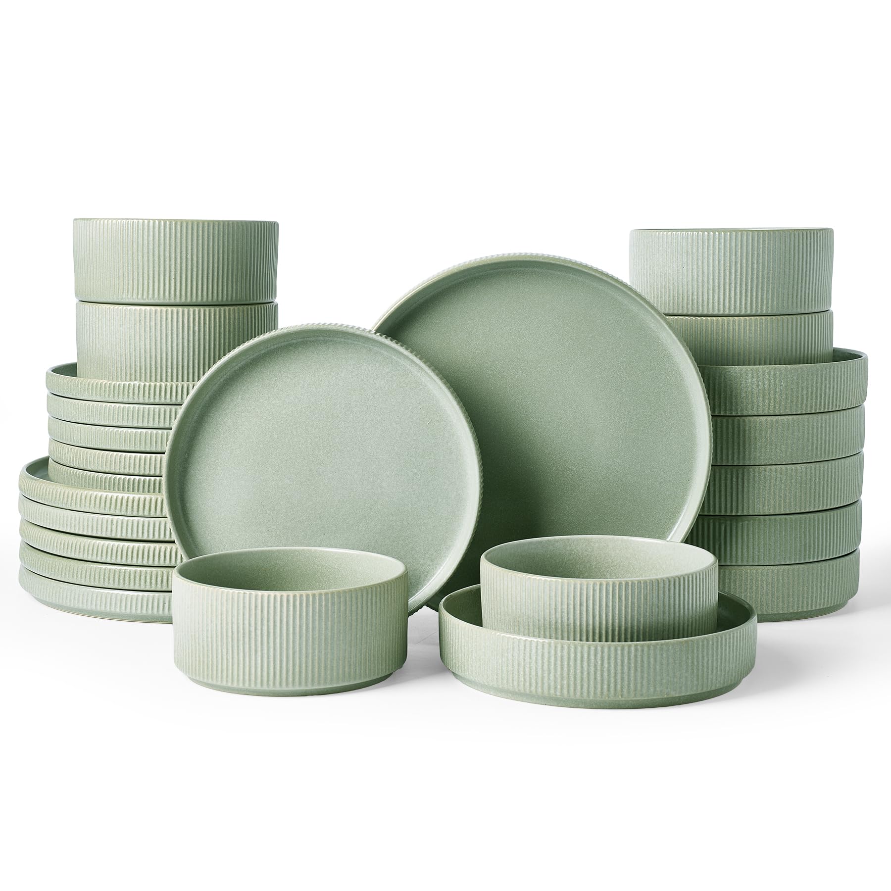 Ribbed Reactive-Glaze Stoneware Dinnerware Collection