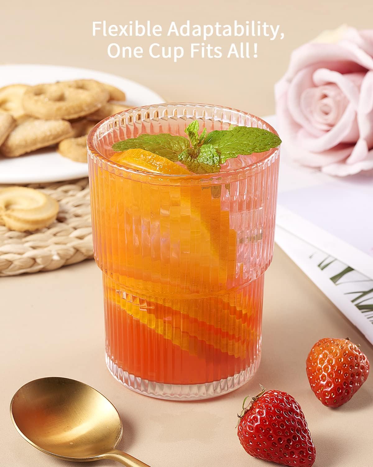 Six-Piece 15oz Fluted Drinking Glass Set