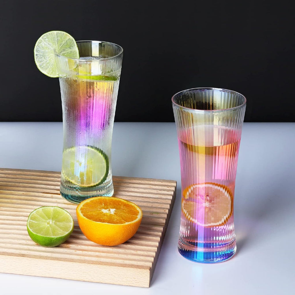 Four-Piece 13.5oz Ribbed Highball Glass Set